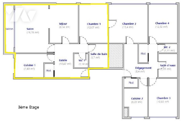 Appartement a vendre  - 3 pièce(s) - 64.34 m2 - Surfyn
