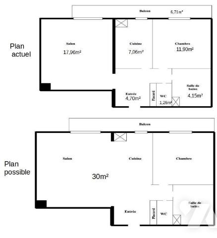 Appartement a vendre  - 2 pièce(s) - 47.1 m2 - Surfyn