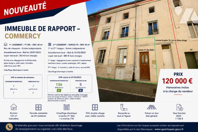 Immeuble 135 m² · à Commercy · 134,6 m² · 120 000 €
