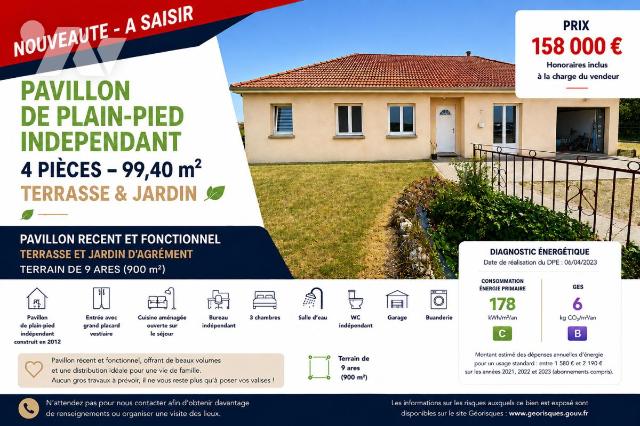 Maison 5 pièces 99 m² · à Bignicourt-sur-Saulx · 99,4 m² · 158 000 €