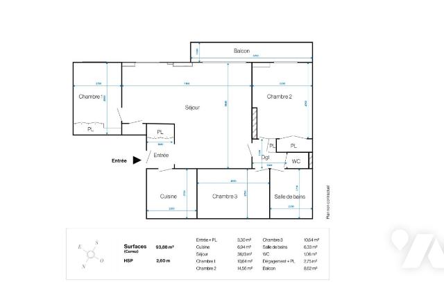 Appartement a louer ville-d'avray - 5 pièce(s) - 93 m2 - Surfyn