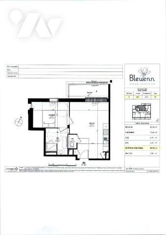 Appartement 2 pièces 43 m² · à Pordic · 43 m² · 585 €